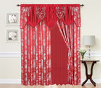 GLORY RUGS Jacquard Luxury Window 2 Panel Set Beige Curtain with Attached Valance and Backing Bedroom Living Room Dining 2 Curtains 55x84 inches Each Jana