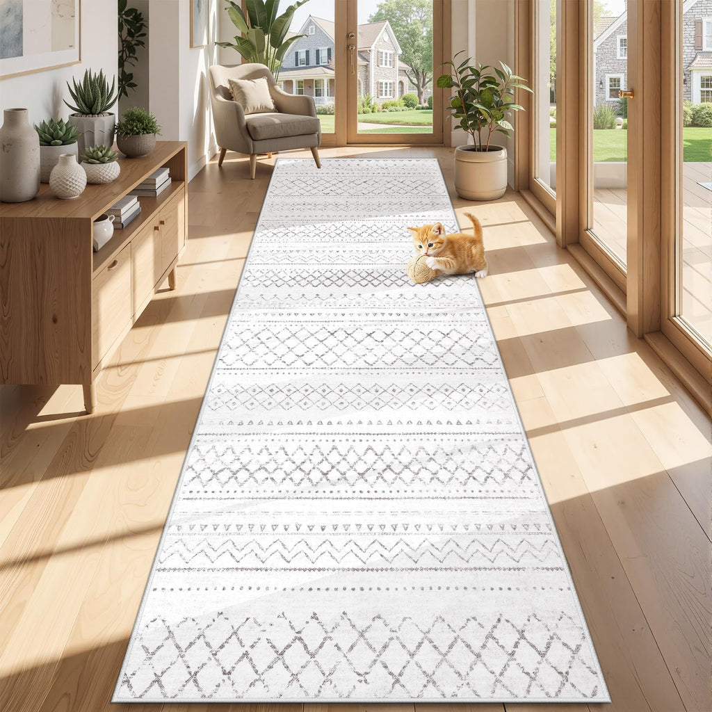 Area Rug Living Room Rugs 8x10 - Large Soft Boho Geometric Rug, Non-Slip Foldable Washable Rugs Non Shedding Morden Indoor Floor Carpet for Living Room Bedroom Office Dining Room(Brown Green,8'x10')