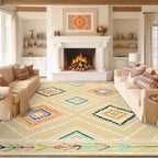 BESTSWEETIE Area Rug 5x7 Rug Machine Washable Non-Slip Low Pile Print Pattern Western Rug for Living Room Bedroom Entryway Tribal Series -Black