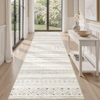 cotiled 5x7 Area Rug Living Room: Washable Boho Rugs with Non Slip Backing Large Soft Indoor Stain Resistant Carpet for Bedroom Farmhouse Dining Room Lightweight Home Decor L Brown/Cream