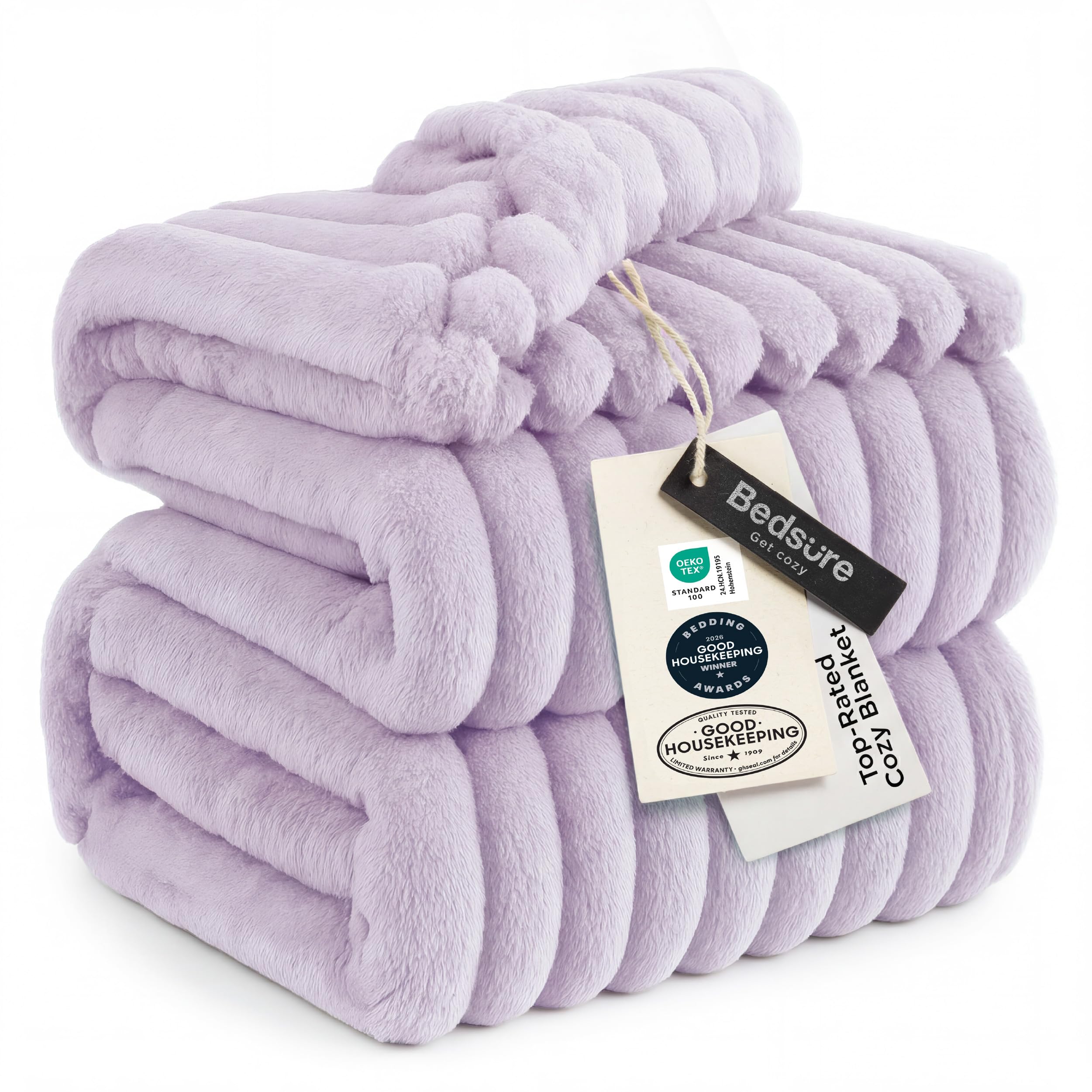Bedsure GentleSoft Blankets Queen Size for Bed - Cozy Soft Sofa Couch Cover Blankets for Women, Cute Large Bedding Fleece Throws for Girls, Off White, 90x90 Inches