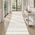 cotiled 5x7 Area Rug Living Room: Washable Boho Rugs with Non Slip Backing Large Soft Indoor Stain Resistant Carpet for Bedroom Farmhouse Dining Room Lightweight Home Decor L Brown/Cream