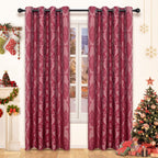 NAPEARL Damask Curtains-Fancy Jacquard Semi-Blackout Brown Curtain Drapes for legant & Private Living Room & Bedroom, Luxury Curtains 96 Inches Length (2 Panels, Each 52 x 96 Inches)
