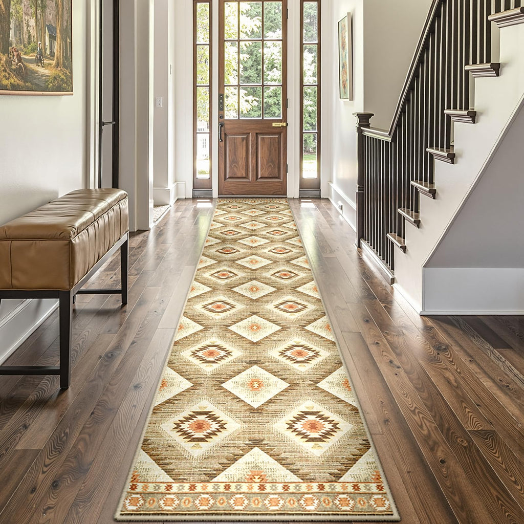 BESTSWEETIE Area Rug 5x7 Rug Machine Washable Non-Slip Low Pile Print Pattern Western Rug for Living Room Bedroom Entryway Tribal Series -Black