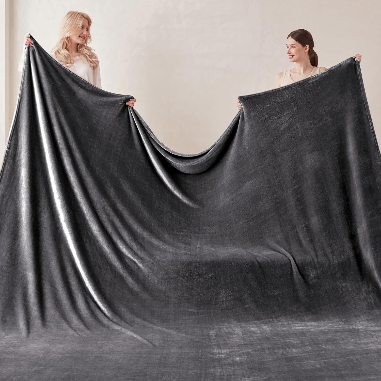 COOVA Oversized King Fleece Blanket 120x120 inches, Soft Cozy Warm Giant Extra Large 10'x10' Blanket for Bed, Sofa, Couch,Travel, Camping, California Huge Flannel Big Throw Blanket, Dark Grey