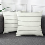 AmHoo Pack of 2 Farmhouse Stripe Check Throw Pillow Covers Set Case Cotton Linen Decorative Pillowcases Cushion Cover for Couch Bench Sofa 18x18 Inch Sage Green