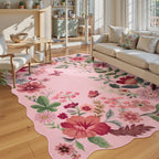 Lahome Floral Living Room Rugs, Area Rugs 5x7 Rug for Bedroom Ultra-Thin Soft Rug, Non-Slip Washable Rugs Stain Resistant Boho Rug Flore Throw Rug for ‎Dining Room Office (5x7ft,Green)