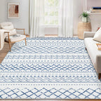 Area Rug Living Room Rugs 8x10 - Large Soft Boho Geometric Rug, Non-Slip Foldable Washable Rugs Non Shedding Morden Indoor Floor Carpet for Living Room Bedroom Office Dining Room(Brown Green,8'x10')