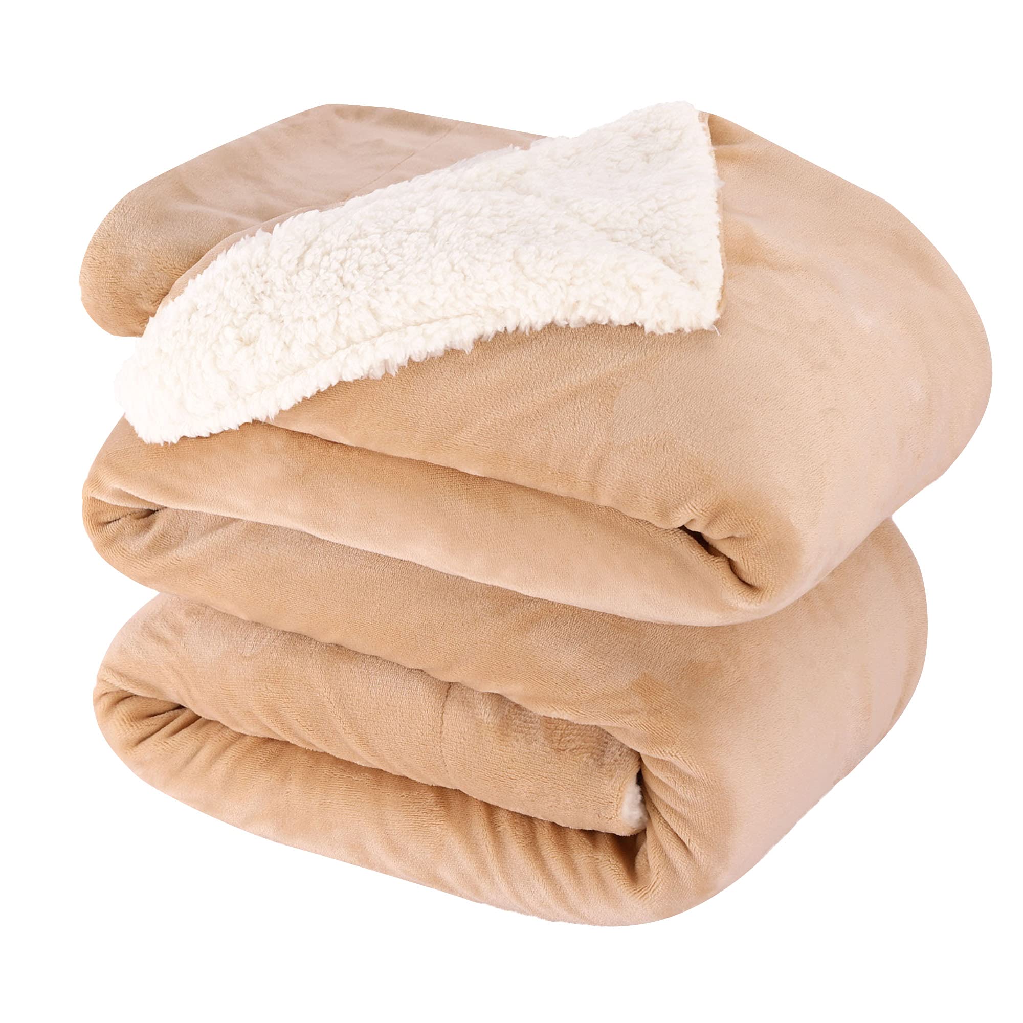 NANPIPER Sherpa Blanket Twin Thick Warm Blankets for Winter Bed Super Soft Fuzzy Flannel Fleece/Wool Like Reversible Velvet Plush Fabric(Light Grey Twin Size 60"x80")