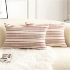Cethom Decorative Boho Throw Pillow Covers, Farmhouse Textured Pillow Case, 20 x 20 Inch Set of 2, Chair Sofa Bedroom Living Room Home Decor Couch Cushion Case, Classic Blue and Beige Striped