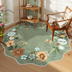 Lahome Floral Living Room Rugs, Area Rugs 5x7 Rug for Bedroom Ultra-Thin Soft Rug, Non-Slip Washable Rugs Stain Resistant Boho Rug Flore Throw Rug for ‎Dining Room Office (5x7ft,Green)