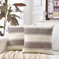 AmHoo Pack of 2 Farmhouse Linen Throw Pillow Cover Cushion Stripe Decoration Buffalo Retro Pillowcase with Hidden Zipper for Sofa Bedroom Car 18 x 18 Inch Blue
