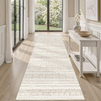 cotiled 5x7 Area Rug Living Room: Washable Boho Rugs with Non Slip Backing Large Soft Indoor Stain Resistant Carpet for Bedroom Farmhouse Dining Room Lightweight Home Decor L Brown/Cream