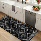 BESTSWEETIE Area Rug 5x7 Rug Machine Washable Non-Slip Low Pile Print Pattern Western Rug for Living Room Bedroom Entryway Tribal Series -Black