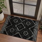 BESTSWEETIE Area Rug 5x7 Rug Machine Washable Non-Slip Low Pile Print Pattern Western Rug for Living Room Bedroom Entryway Tribal Series -Black
