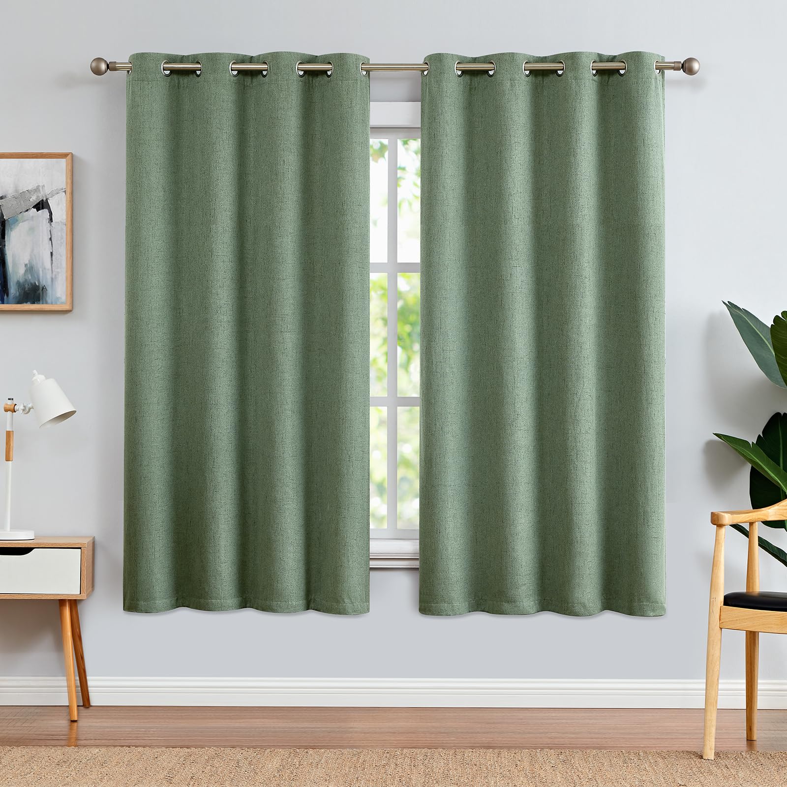 jinchan Taupe Printed Curtains Modern Jacquard Curtains with Herringbone Geometric Zigzag Pattern Room Darkening Drapes for Living Room Bedroom Grommet Top Window Treatments 63 Inch Length 2 Panels