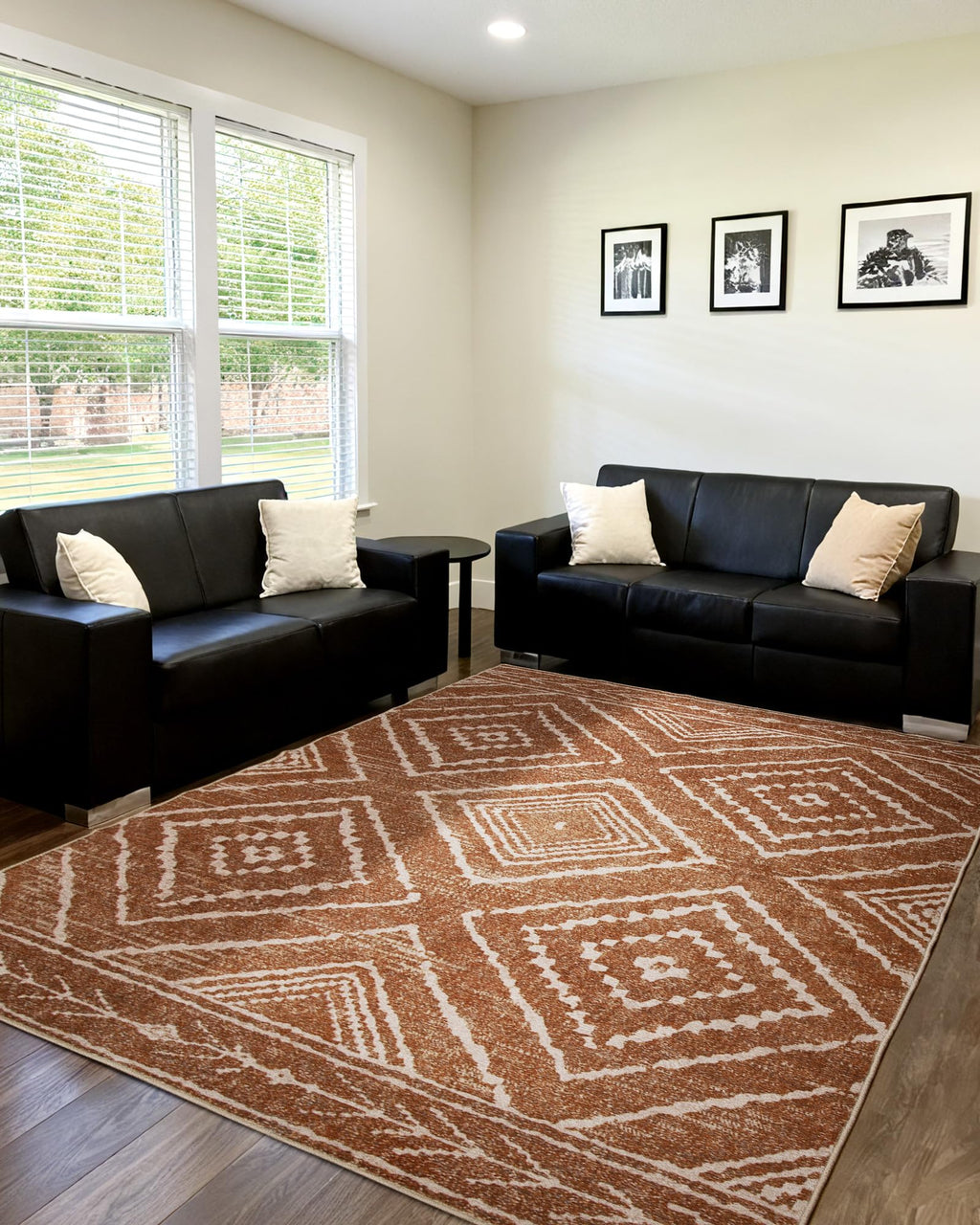 BESTSWEETIE Area Rug 5x7 Rug Machine Washable Non-Slip Low Pile Print Pattern Western Rug for Living Room Bedroom Entryway Tribal Series -Black