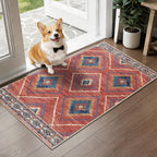 BESTSWEETIE Area Rug 5x7 Rug Machine Washable Non-Slip Low Pile Print Pattern Western Rug for Living Room Bedroom Entryway Tribal Series -Black