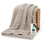 Bedsure GentleSoft Fleece Bed Blankets Full Size - Cozy Soft Blankets for Women, Cute Small Throws for Girls, Beige, 84x90 Inches