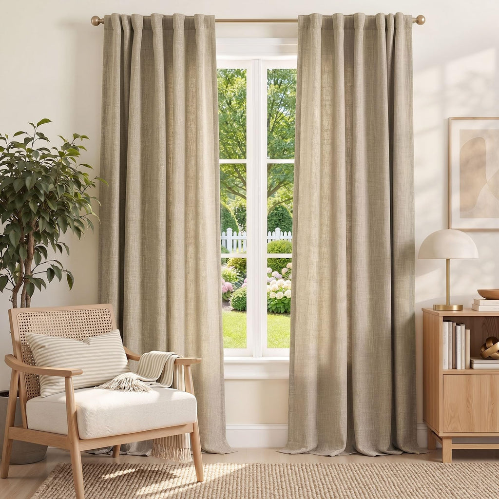 jinchan Taupe Printed Curtains Modern Jacquard Curtains with Herringbone Geometric Zigzag Pattern Room Darkening Drapes for Living Room Bedroom Grommet Top Window Treatments 63 Inch Length 2 Panels