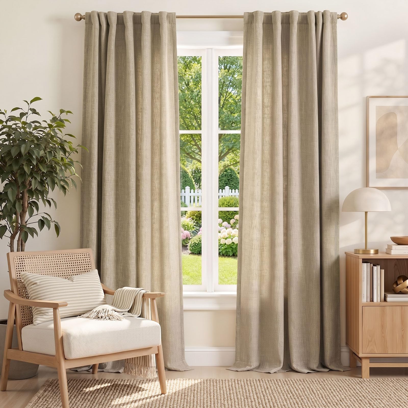 jinchan Taupe Printed Curtains Modern Jacquard Curtains with Herringbone Geometric Zigzag Pattern Room Darkening Drapes for Living Room Bedroom Grommet Top Window Treatments 63 Inch Length 2 Panels