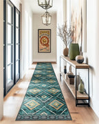 BESTSWEETIE Area Rug 5x7 Rug Machine Washable Non-Slip Low Pile Print Pattern Western Rug for Living Room Bedroom Entryway Tribal Series -Black