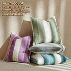 AmHoo Pack of 2 Farmhouse Stripe Check Throw Pillow Covers Set Case Cotton Linen Decorative Pillowcases Cushion Cover for Couch Bench Sofa 18x18 Inch Sage Green