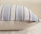 Cethom Decorative Boho Throw Pillow Covers, Farmhouse Textured Pillow Case, 20 x 20 Inch Set of 2, Chair Sofa Bedroom Living Room Home Decor Couch Cushion Case, Classic Blue and Beige Striped