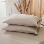 Striped Linen Pillow Cases Set of 2,20"x30" Standard/Queen Size,100% French Natural Flax Soft Linen Pillowcases,Natural Stripe