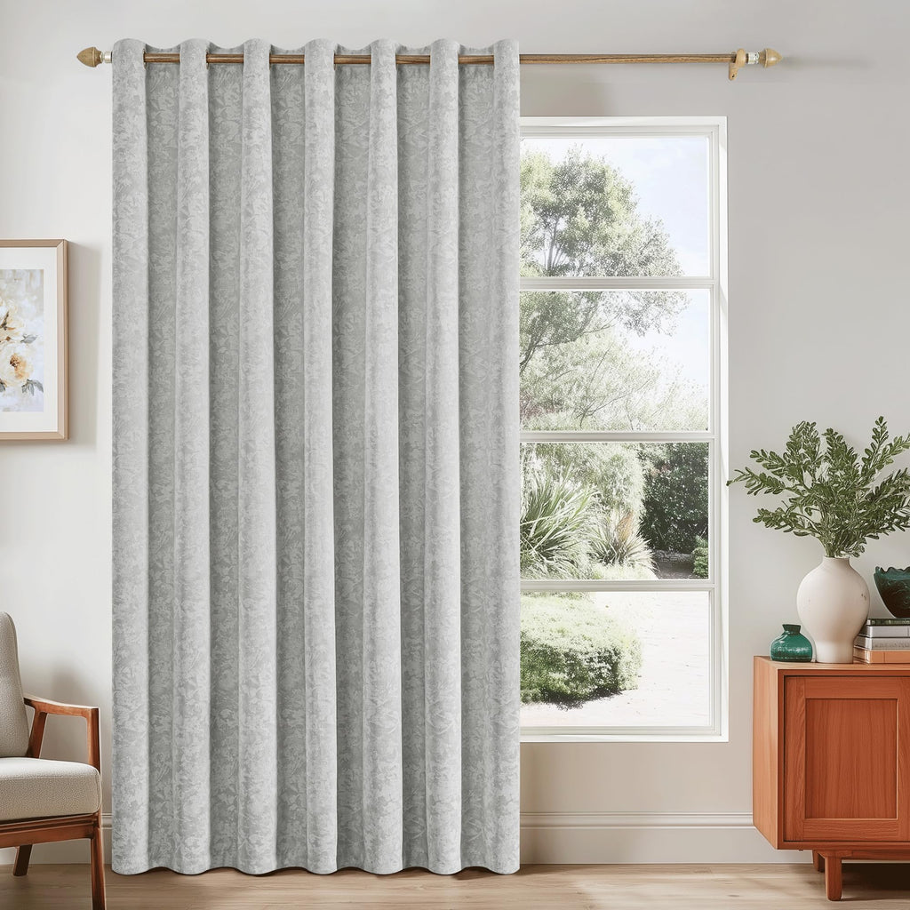 Beauoop Beige Floral Jacquard Blackout Curtains 90 Inches Long 2 Panels for Bedroom Living Room Chenille Flower Room Darkening Thermal Insulated Soundproof Rod Pocket Back Tab Window Drapes 52x90