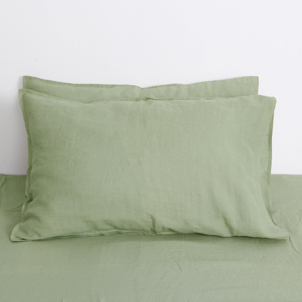 Striped Linen Pillow Cases Set of 2,20"x30" Standard/Queen Size,100% French Natural Flax Soft Linen Pillowcases,Natural Stripe