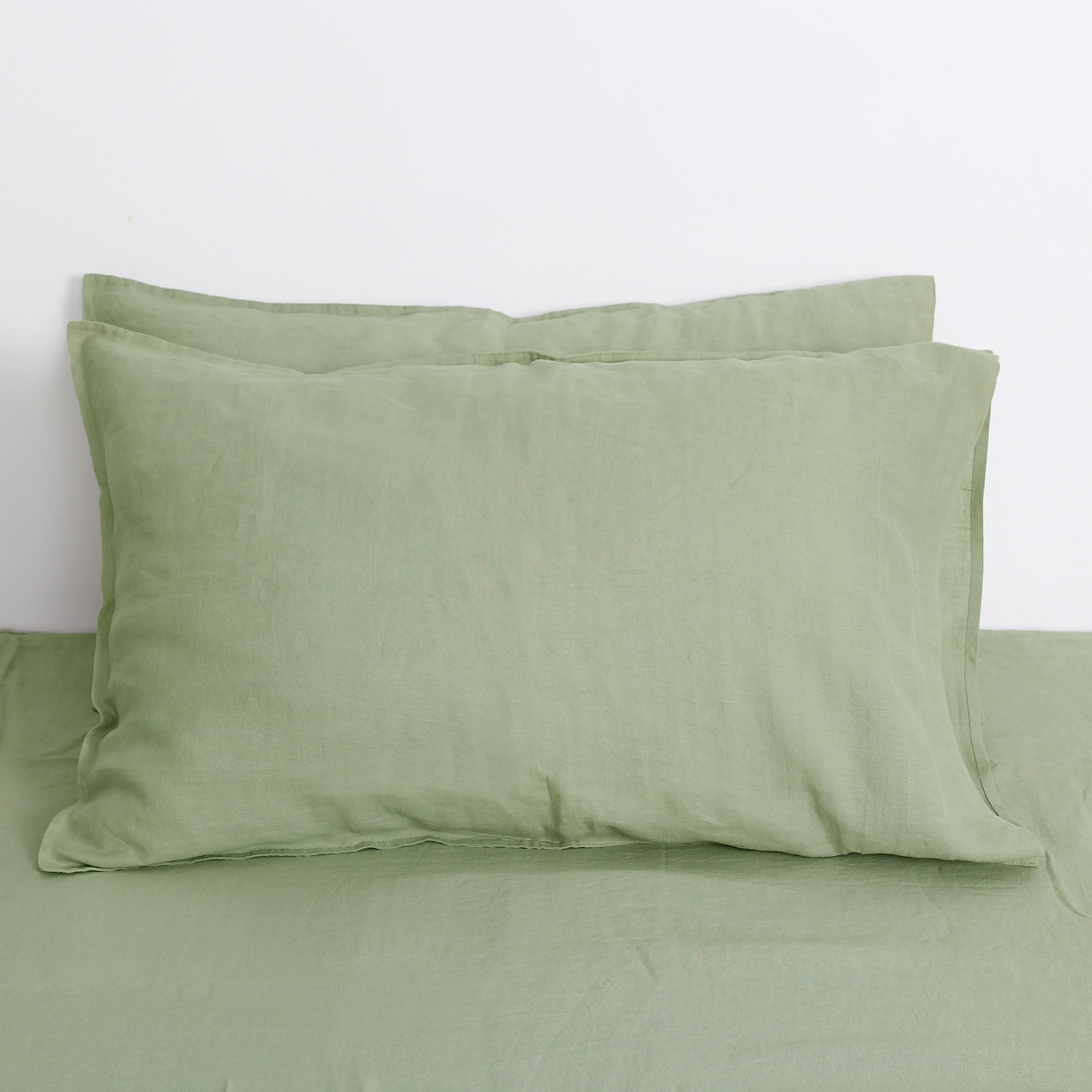 Striped Linen Pillow Cases Set of 2,20"x30" Standard/Queen Size,100% French Natural Flax Soft Linen Pillowcases,Natural Stripe