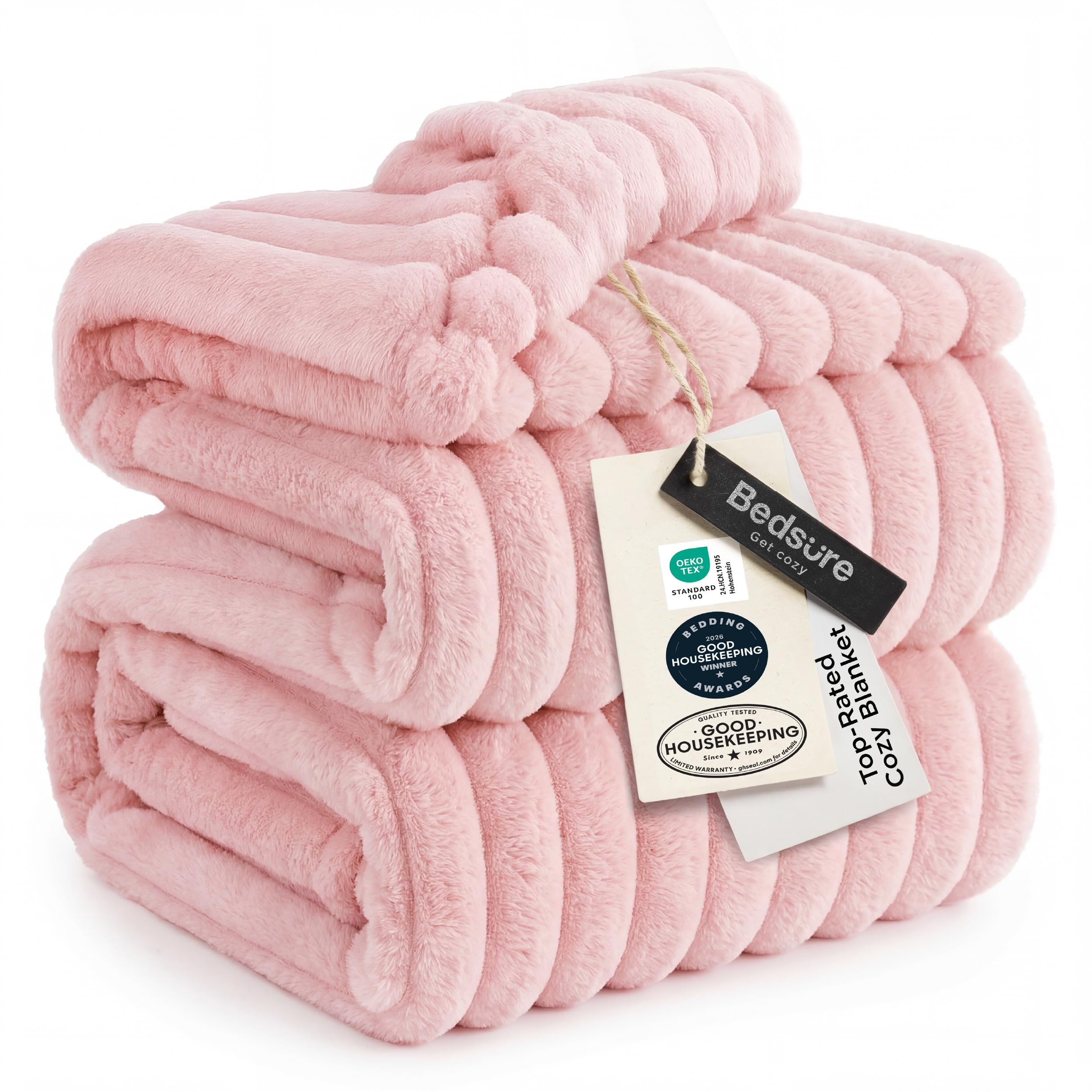 Bedsure GentleSoft Fleece Bed Blankets Full Size - Cozy Soft Blankets for Women, Cute Small Throws for Girls, Beige, 84x90 Inches