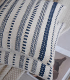 Cethom Navy Blue Boho Throw Pillow Covers 20x20 Inch Set of 2, Stripe Textured Decorative Couch Pillow Cases for Bed, Sofa, Living Room, Bedroom, Farmhouse Home Accent Cushion Covers