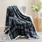 PU MEI Sherpa Fleece Throw Blanket 60" x 80" Reversible Plush Fluffy Large Big Blanket Lattice Flannel Blankets for Sofa Couch Bed (Grey-Soft Blue, 60"*80")