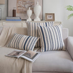 Cethom Navy Blue Boho Throw Pillow Covers 20x20 Inch Set of 2, Stripe Textured Decorative Couch Pillow Cases for Bed, Sofa, Living Room, Bedroom, Farmhouse Home Accent Cushion Covers