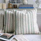 Cethom Navy Blue Boho Throw Pillow Covers 20x20 Inch Set of 2, Stripe Textured Decorative Couch Pillow Cases for Bed, Sofa, Living Room, Bedroom, Farmhouse Home Accent Cushion Covers
