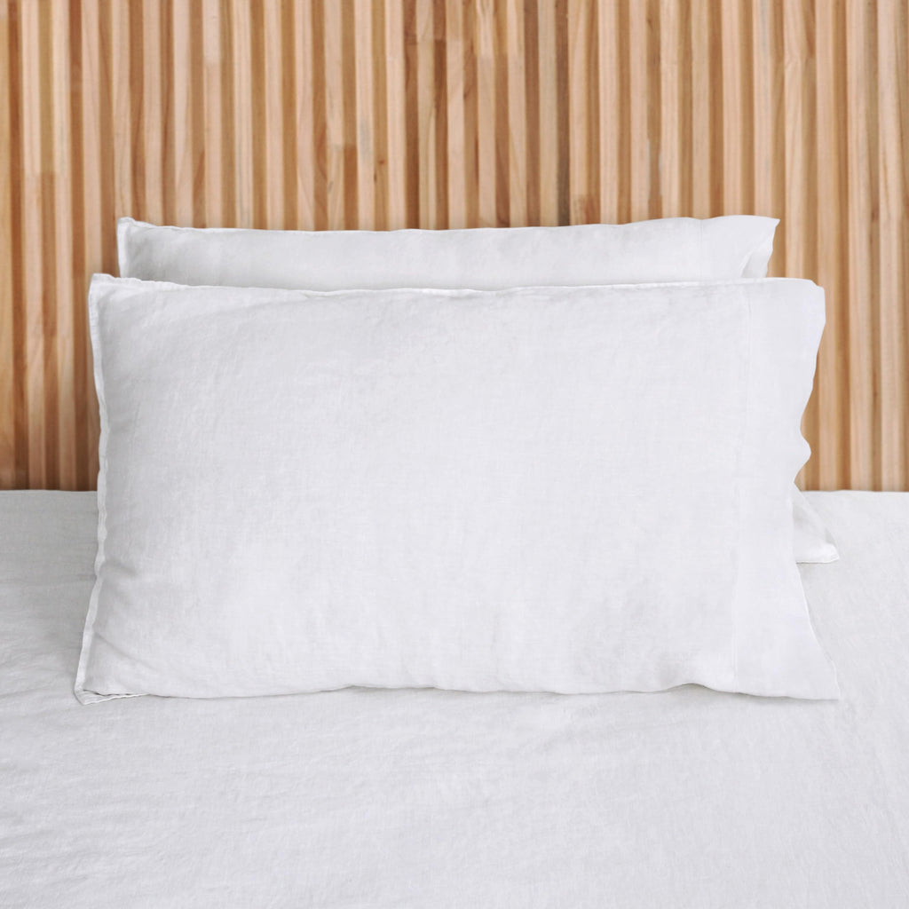 Striped Linen Pillow Cases Set of 2,20"x30" Standard/Queen Size,100% French Natural Flax Soft Linen Pillowcases,Natural Stripe