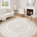 cotiled 5x7 Area Rug Living Room: Washable Boho Rugs with Non Slip Backing Large Soft Indoor Stain Resistant Carpet for Bedroom Farmhouse Dining Room Lightweight Home Decor L Brown/Cream