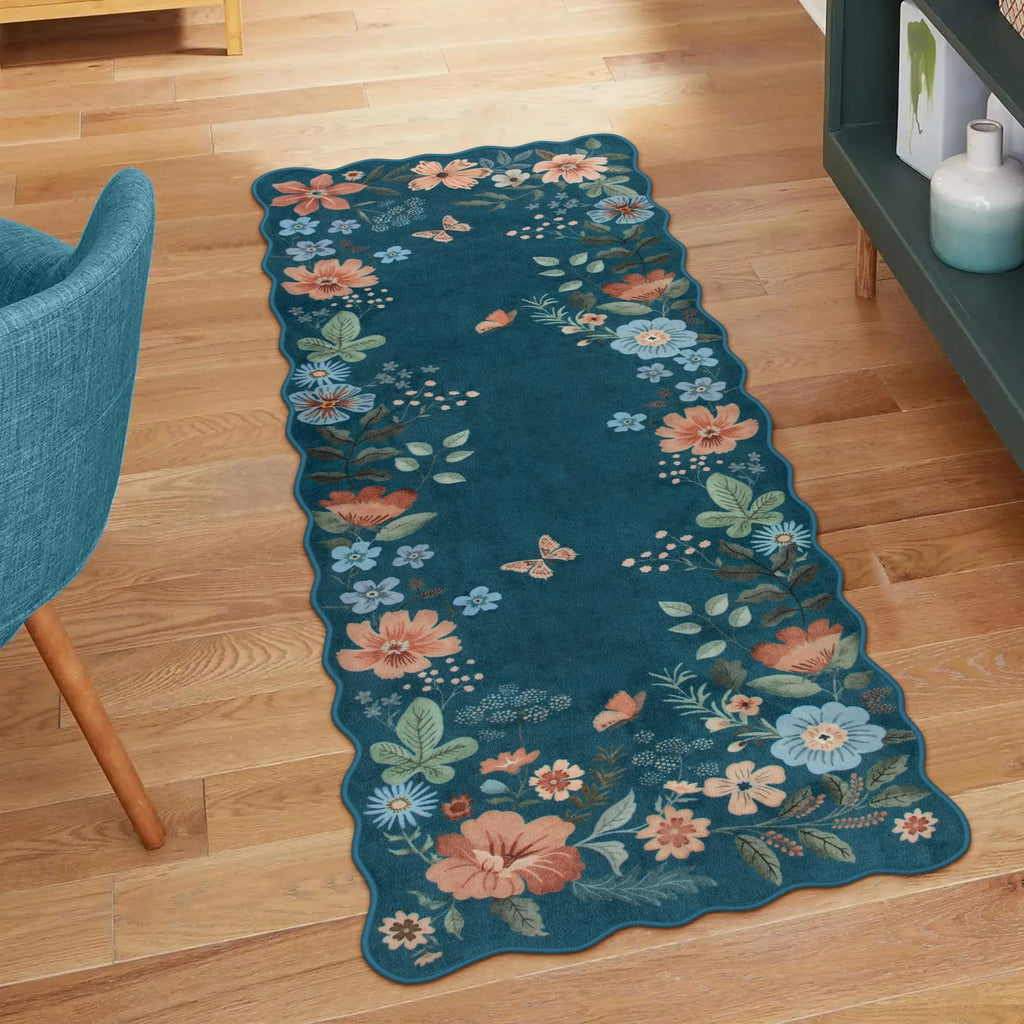 Lahome Floral Living Room Rugs, Area Rugs 5x7 Rug for Bedroom Ultra-Thin Soft Rug, Non-Slip Washable Rugs Stain Resistant Boho Rug Flore Throw Rug for ‎Dining Room Office (5x7ft,Green)