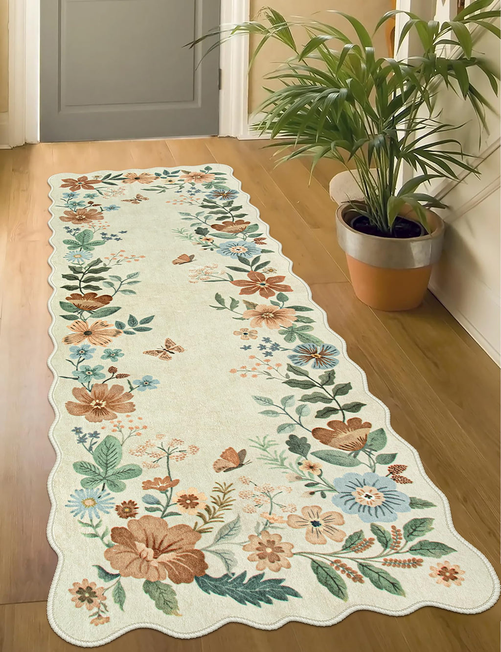 Lahome Floral Living Room Rugs, Area Rugs 5x7 Rug for Bedroom Ultra-Thin Soft Rug, Non-Slip Washable Rugs Stain Resistant Boho Rug Flore Throw Rug for ‎Dining Room Office (5x7ft,Green)