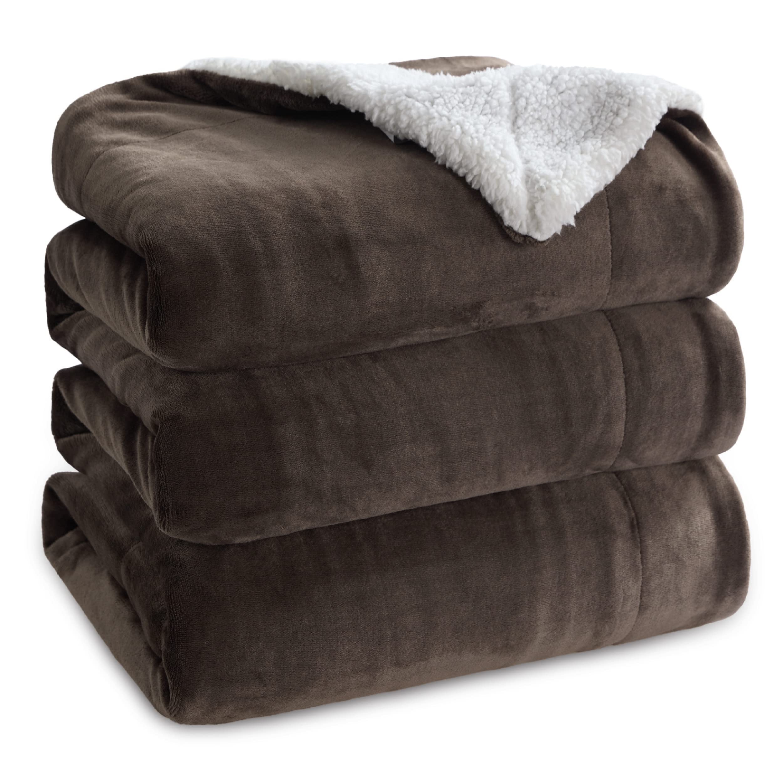 Bedsure GentleSoft Sherpa Fleece Queen Blankets for Bed, Non-Heated, Thick and Warm Throw for Women and Men, Soft Fuzzy Plush Queen Blanket for Winter, Grey, 90x90 Inches