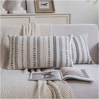 Cethom Navy Blue Boho Throw Pillow Covers 20x20 Inch Set of 2, Stripe Textured Decorative Couch Pillow Cases for Bed, Sofa, Living Room, Bedroom, Farmhouse Home Accent Cushion Covers