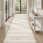 cotiled 5x7 Area Rug Living Room: Washable Boho Rugs with Non Slip Backing Large Soft Indoor Stain Resistant Carpet for Bedroom Farmhouse Dining Room Lightweight Home Decor L Brown/Cream