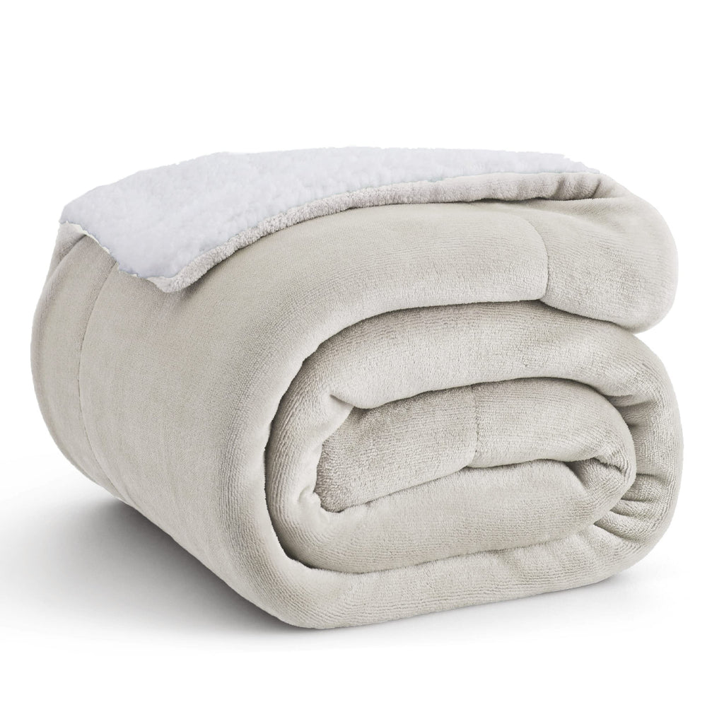 Bedsure GentleSoft Sherpa Fleece Queen Blankets for Bed, Non-Heated, Thick and Warm Throw for Women and Men, Soft Fuzzy Plush Queen Blanket for Winter, Grey, 90x90 Inches