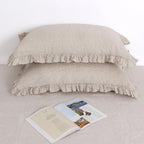 Striped Linen Pillow Cases Set of 2,20"x30" Standard/Queen Size,100% French Natural Flax Soft Linen Pillowcases,Natural Stripe