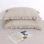 Striped Linen Pillow Cases Set of 2,20"x30" Standard/Queen Size,100% French Natural Flax Soft Linen Pillowcases,Natural Stripe