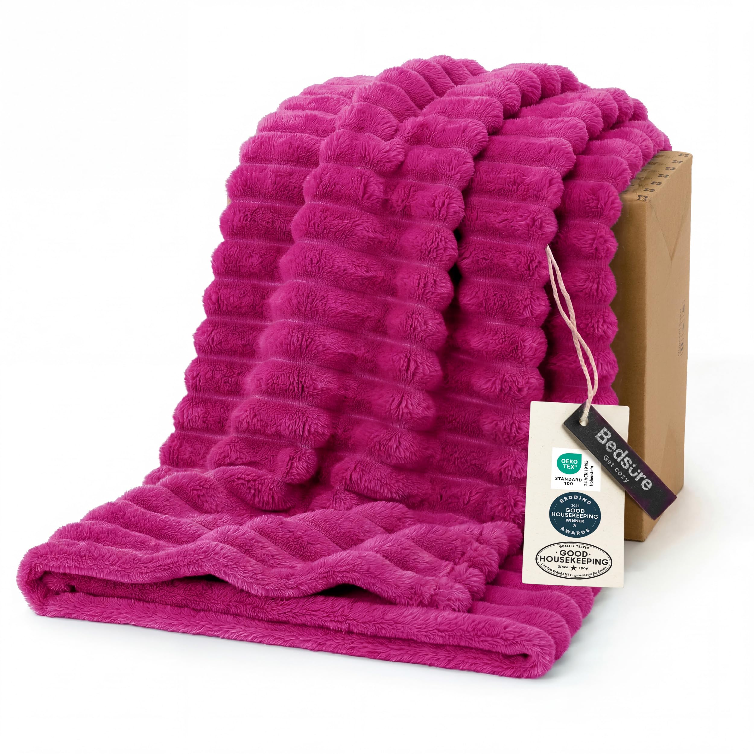 Bedsure GentleSoft Fleece Bed Blankets Full Size - Cozy Soft Blankets for Women, Cute Small Throws for Girls, Beige, 84x90 Inches
