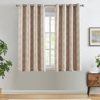jinchan Taupe Printed Curtains Modern Jacquard Curtains with Herringbone Geometric Zigzag Pattern Room Darkening Drapes for Living Room Bedroom Grommet Top Window Treatments 63 Inch Length 2 Panels