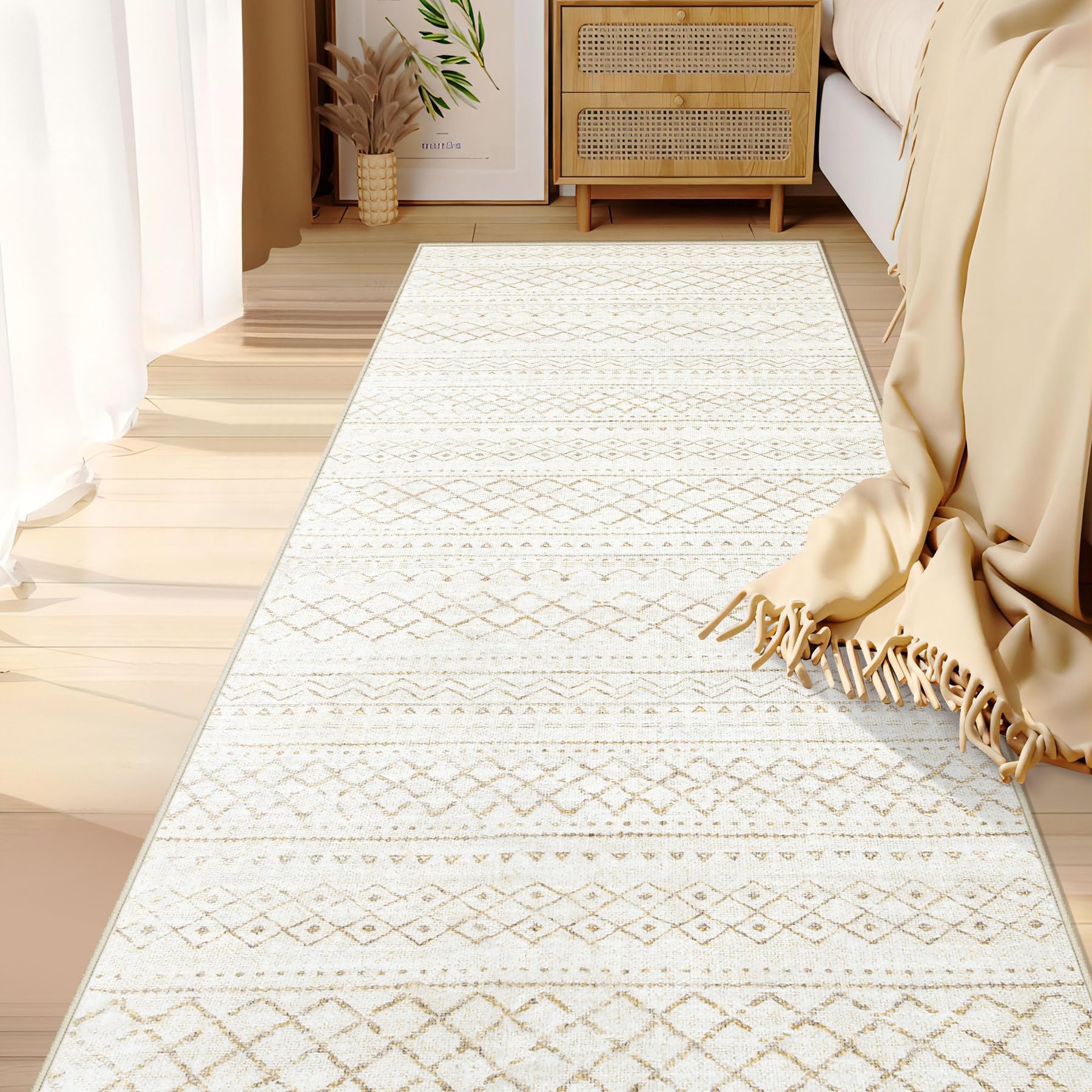 Area Rug Living Room Rugs 8x10 - Large Soft Boho Geometric Rug, Non-Slip Foldable Washable Rugs Non Shedding Morden Indoor Floor Carpet for Living Room Bedroom Office Dining Room(Brown Green,8'x10')